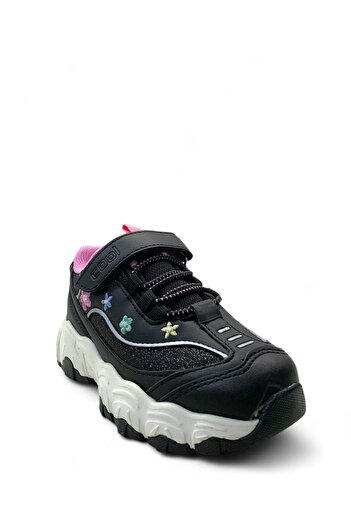 Cool Bella Orthopedic Girl's Preschool Black Floral Comfortable Sneaker