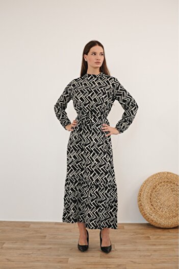 Molly Nelly Women's Floral Printed Long Viscose Dress