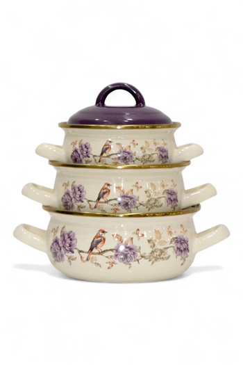 PR HOME Fiorella Enamel Mini Pot Set 12-14-16 cm