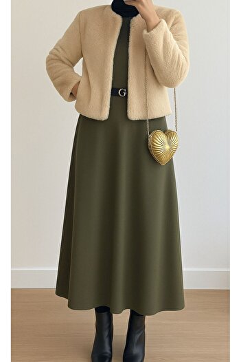 CNG MODA Puff Scuba Fabric Zippered Hijab Skirt
