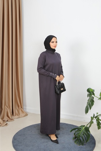 NİSUM MODA Mercerized Dress with Stone Detail