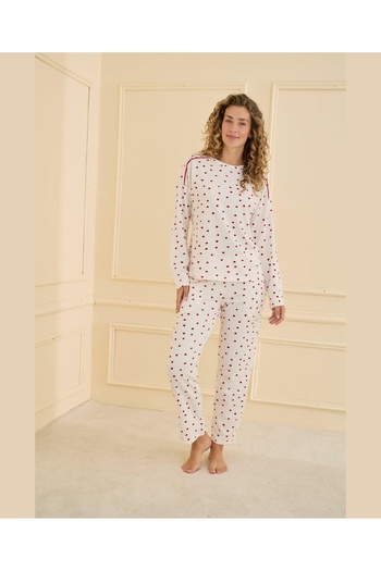 pijamaworld Waffle Shoulder Padded Pajama Set