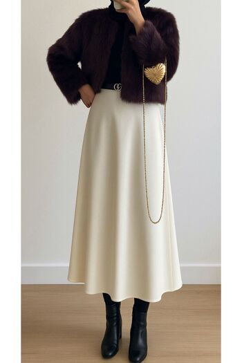 CNG MODA Puff Scuba Fabric Zippered Hijab Skirt