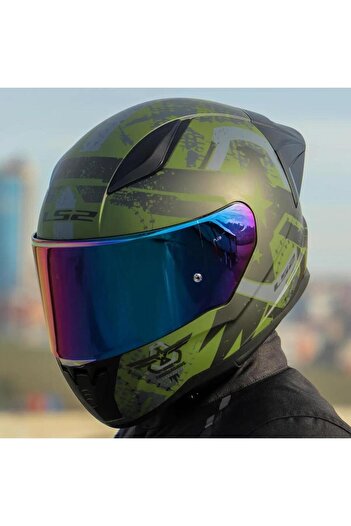 LS2 Rapid 2 Thunder Birds Full Face Motosiklet Kaskı Şeffaf + Gökkuşağı Vizörlü