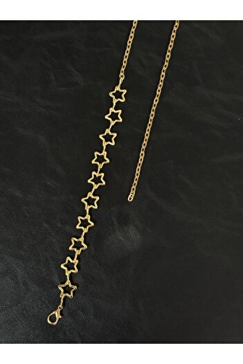 LİA KEMER Star Gold Chain Accessory for Jacket, Dress, Pants, Evening Dress, Body Chain, Beach Belt