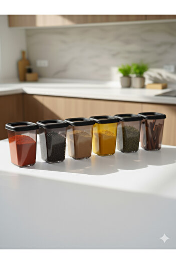 Tasarım Evi 6 Food Storage Containers with Self-Standing Spoon - Smoked