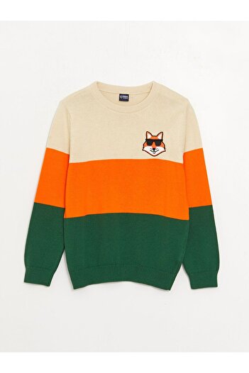 LC Waikiki Crew Neck Color Blocked Long Sleeve Boy's Knitwear Sweater