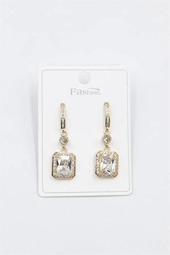 shopwave Stoned Baguette Earrings - Gold