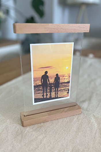 Kuzeylina Wooden Double-Sided Photo Frame – Beech Wood & Transparent Plexiglass