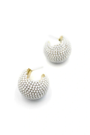 shopwave Stone Hoop Earrings - White