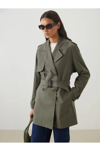 LC Waikiki Lcw Modestbeige Double Breasted Collar Women's Trench Coat