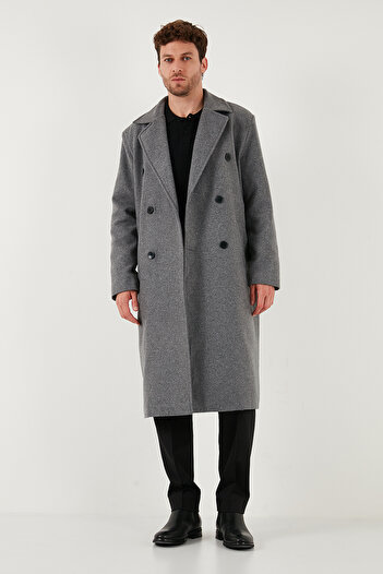 Buratti Loose Fit Double Breasted Collar Long Lined Cashmere Coat Men's Coat 681003