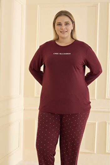 Mihra Women's Pajama Set Plus Size & Oversized Long Sleeve