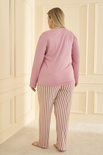 Mihra Kadın Pijama Takımı Büyük Beden & Battal Uzun Kol
