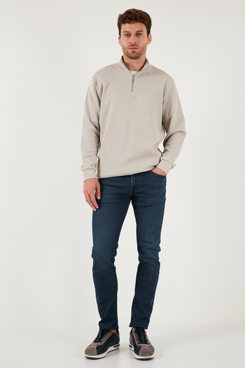 Buratti Cotton Relaxed Fit Half Zipper Crew Neck Knitted Sweat Men's Sweat 5901076