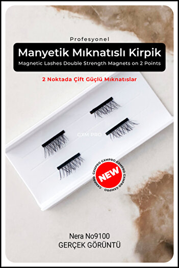 GXMPRO Manyetik Mıknatıslı Kirpik (Eyeliner Hediyeli) - Magnetic Lashes Double Strength Magnets on 2 Points