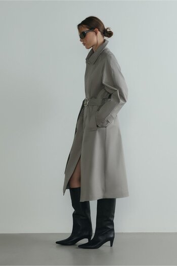 Suud Collection Stone Rue Shirt Collar Trench Coat