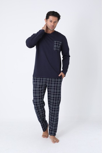 Arc Men's Pajama Set Plus Size Oversized Long Sleeve Plaid Cotton Seasonal