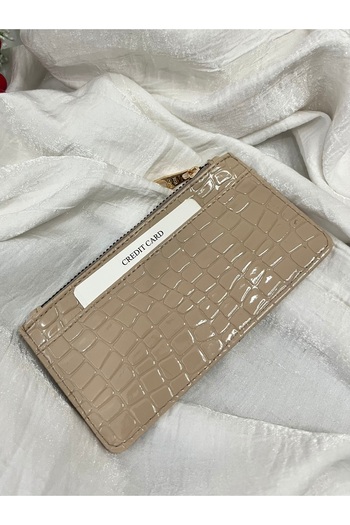 ZERAMİNE Crocodile Patterned Women's Wallet – Zippered Card Holder and Coin Compartment
