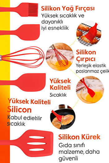 BEYZANA Yapışmaz Silikon Tencere Seti - 5 Parça Isıya Dayanıklı ve Sağlıklı Set