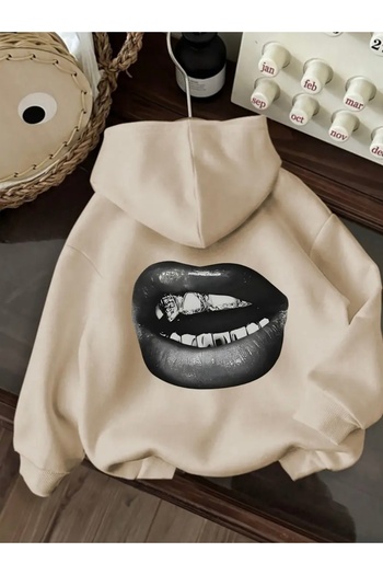 FUFLUNS Oversize Unisex Hooded Sweatshirt with Lip Print