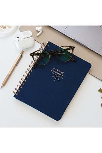 STOREMAX A5 Spiral Bound Hardcover Plain Undated Notebook Navy Blue 1088605