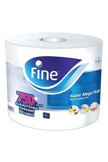 FINE Sterilized Kitchen Towel Mega Roll, 2 Ply, 750 Sheets White