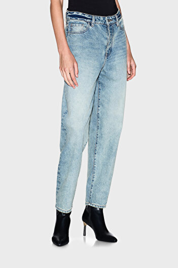 Armani Exchange Cotton Tapered Fit High Waist Narrow Leg Jeans Denim Pants Xw000128 Af1086