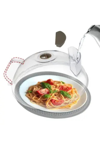 OEM Cover – Dome for Microwave Oven, Diameter 26cm, Transparent, with Silicone Trivet