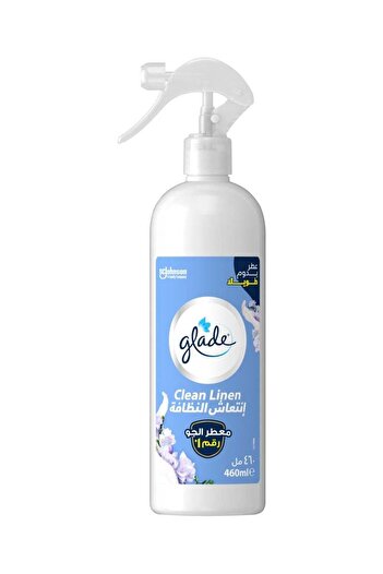 Glade Multispray Clean Linen Air Freshener Eliminates Unwanted Odour On Both Air And Fabric 460ml