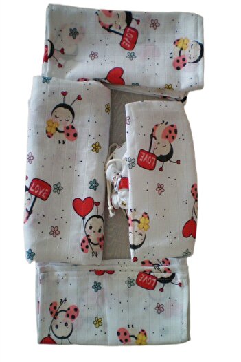 MORE HOME Baby Muslin Cloth Blanket Set 5 Pieces Ladybug Red Cream