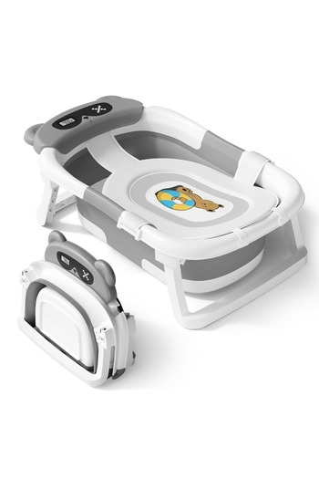 ONETO Baby Foldable Bathtub – Portable Infant to Toddler Tub with Cushion & Anti-Slip Legs