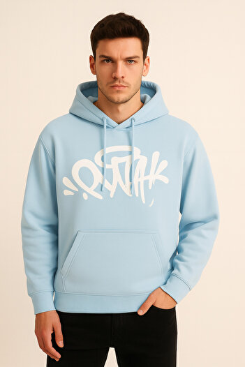 CLASSY.MODA Φούτερ με κουκούλα - Unisex - Oversize - 3 κλωστές με ανάγλυφο - Εκτύπωση γκράφιτι