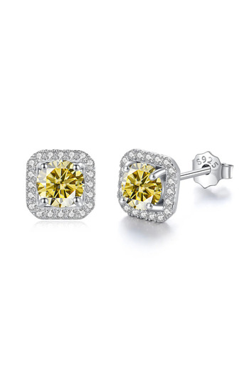Choice 0.5CT X 2 Lemon Yellow JoyceJelly 8H8A Cut D Color VVS Moissanite Diamond Stud Earrings Luxury Sterl