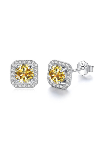 Choice 0.5CT X 2 Goden Yellow JoyceJelly 8H8A Cut D Color VVS Moissanite Diamond Stud Earrings Luxury Sterl