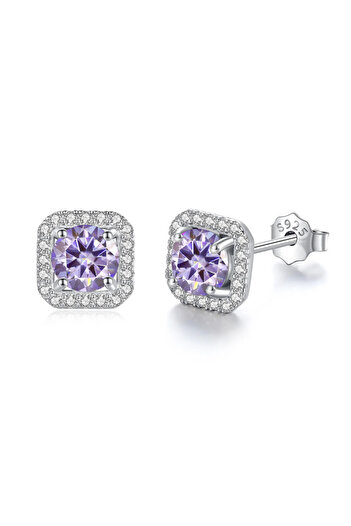 Choice 0.5CT X 2 Light Purple JoyceJelly 8H8A Cut D Color VVS Moissanite Diamond Stud Earrings Luxury Sterl