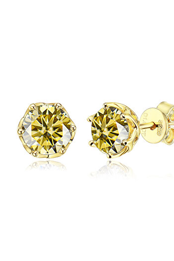 Choice 1.0 CT X 2 Lemon Yellow JoyceJelly 1/2/4CT D Color Moissanite Diamond Stud Earrings S925 Sterling Si