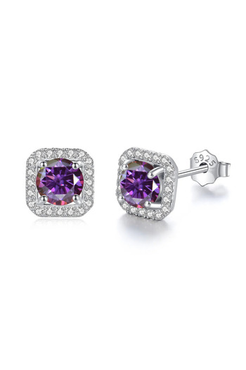 Choice 0.5CT X 2 Purplish Red JoyceJelly 8H8A Cut D Color VVS Moissanite Diamond Stud Earrings Luxury Sterl