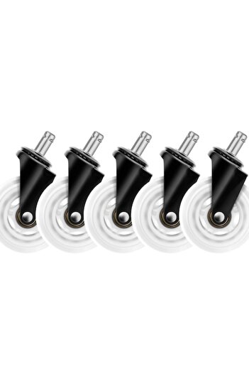 DELTACO Set 5 Silicon Wheels Gaming for Gaming/Office Chairs, 11mm Diameter, White