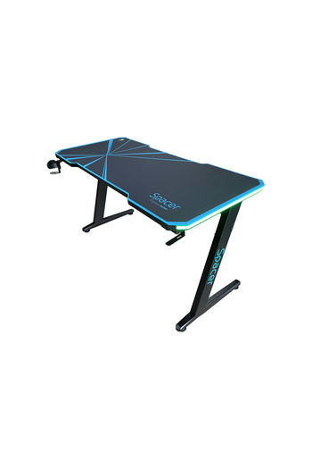 Spacer gaming desk, 140 x 60 cm, MDF top covered in carbon fiber texture, adjustable legs, RGB
