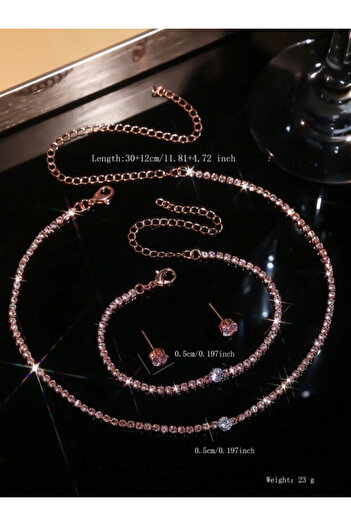 Estilo Lingerie Diamond Look Zircon Stone Elegant Jewelry Set, Gift Jewelry