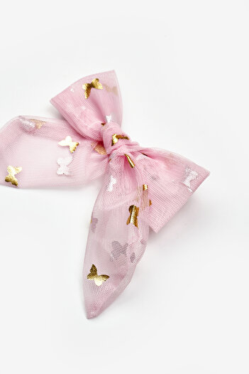 Le Mabelle Powder Butterfly Printed Girl's Tulle Buckle
