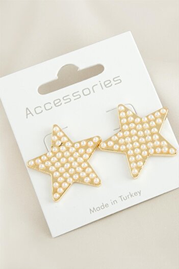 ZERO LAND Hn-Shop Star Stone New Season Pearl Earrings-Yellow