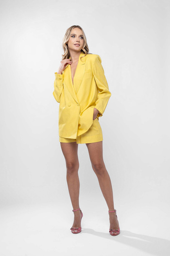 Monarh Design Costum sacou lejer din in peliculizat cu pantaloni scurti Yellow