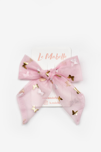 Le Mabelle Powder Butterfly Printed Girl's Tulle Buckle