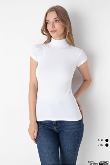 SUN STYLE Short Sleeve Turtleneck Bodysuit/Body Tank Top