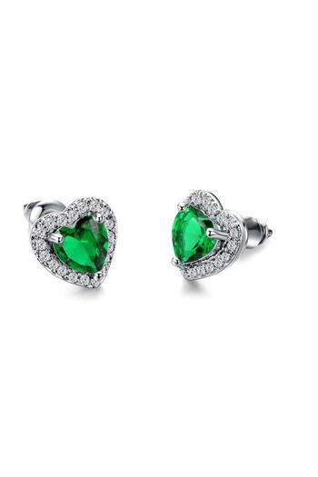 Pursehuit Silver earrings, heart shape, with zirconia stones, Sipora C8