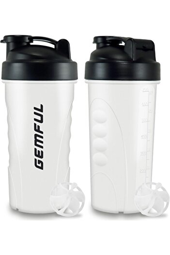 GEMFUL Shaker Bottle for Protein Mixes BPA-Free Leak Proof Smoothies Mixer Water Cups 750 ML 2 Pack