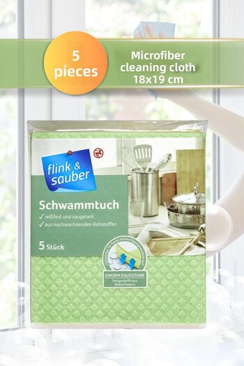 GRİMOR Life 5 Pack Ultra Absorbent Soft Durable Microfiber Cleaning Cloth 18X19 cm - Leaves No Marks