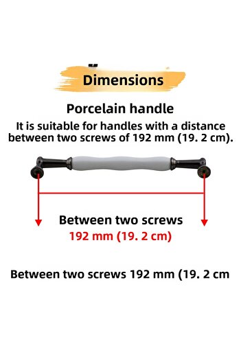 Badem10 Anav Porcelain Antique Nickel Handle 192 mm Furniture Kitchen Drawer Cabinet Wardrobe Door Handles Handle Handle